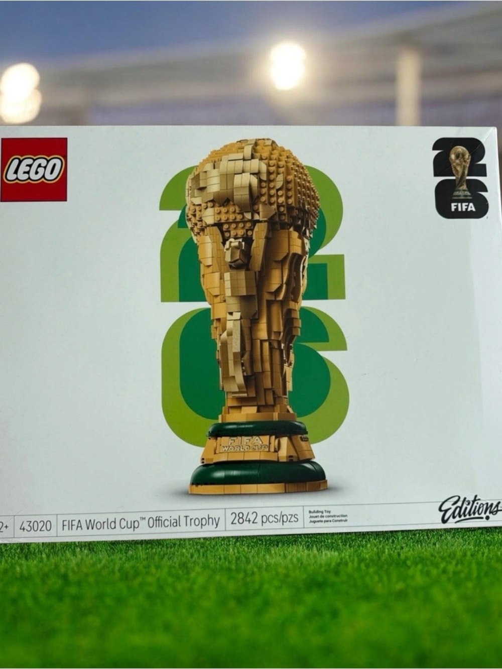 Lego Gold and Green Football Trophy Sculpture